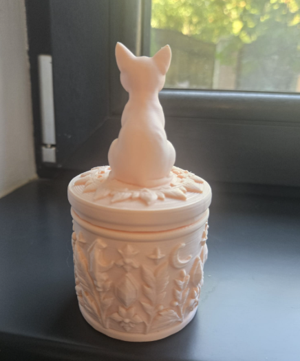 Hexenkatzen-Schmuckkästchen mit Deckel Figur Deko Statue Halloween Grusel