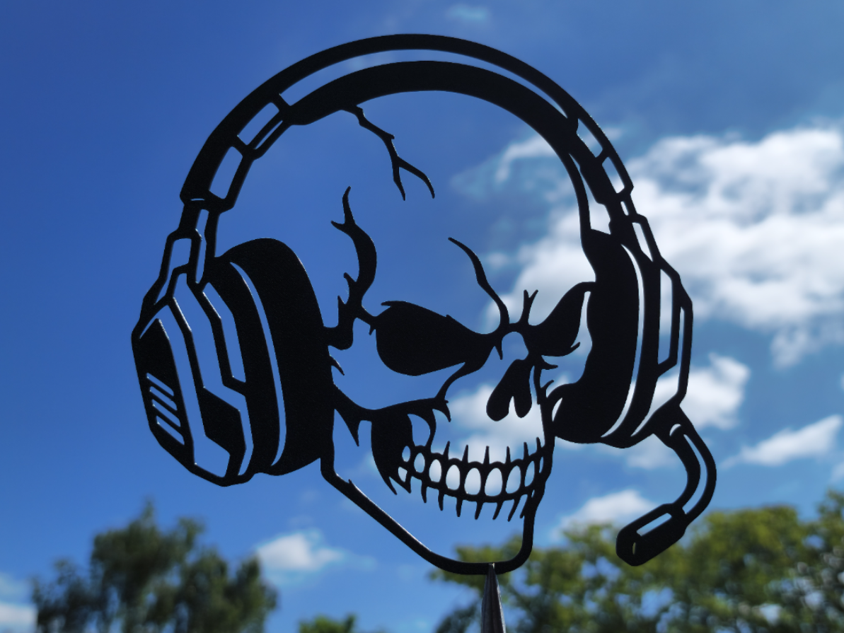 Schädel Gamer Headset Wandkunst Wandbild Wanddeko Wanddekoration Halloween