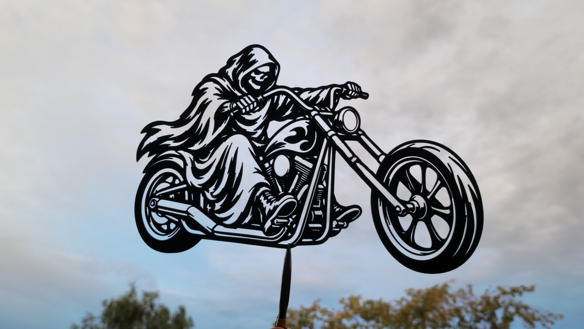Sensemann Chopper Motorrad Wandkunst Wandbild Wanddeko Wanddekoration Deko