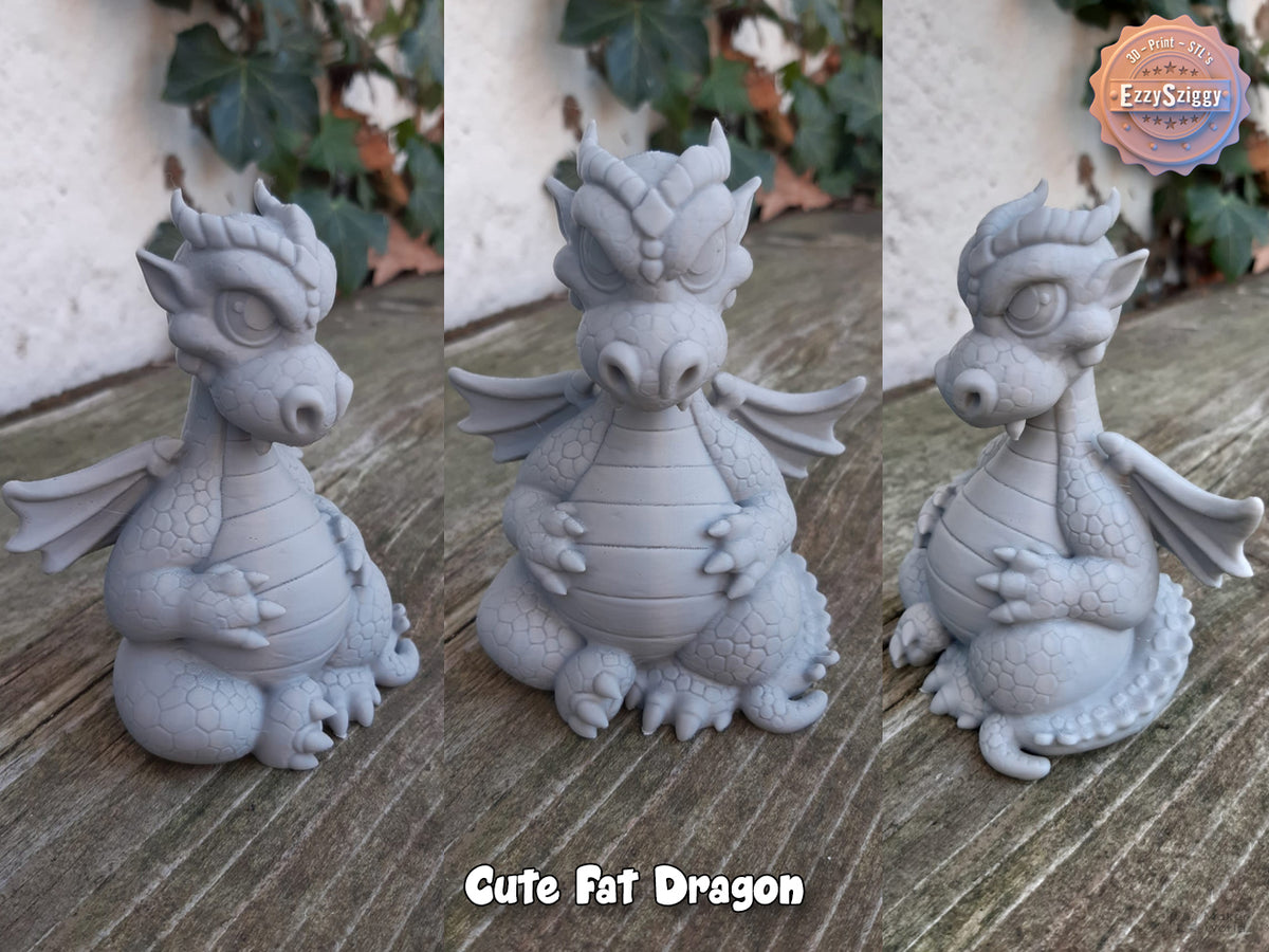 Niedlicher dicker Drache Figur Deko Statue Fantasy Mittelalter Rollenspiel