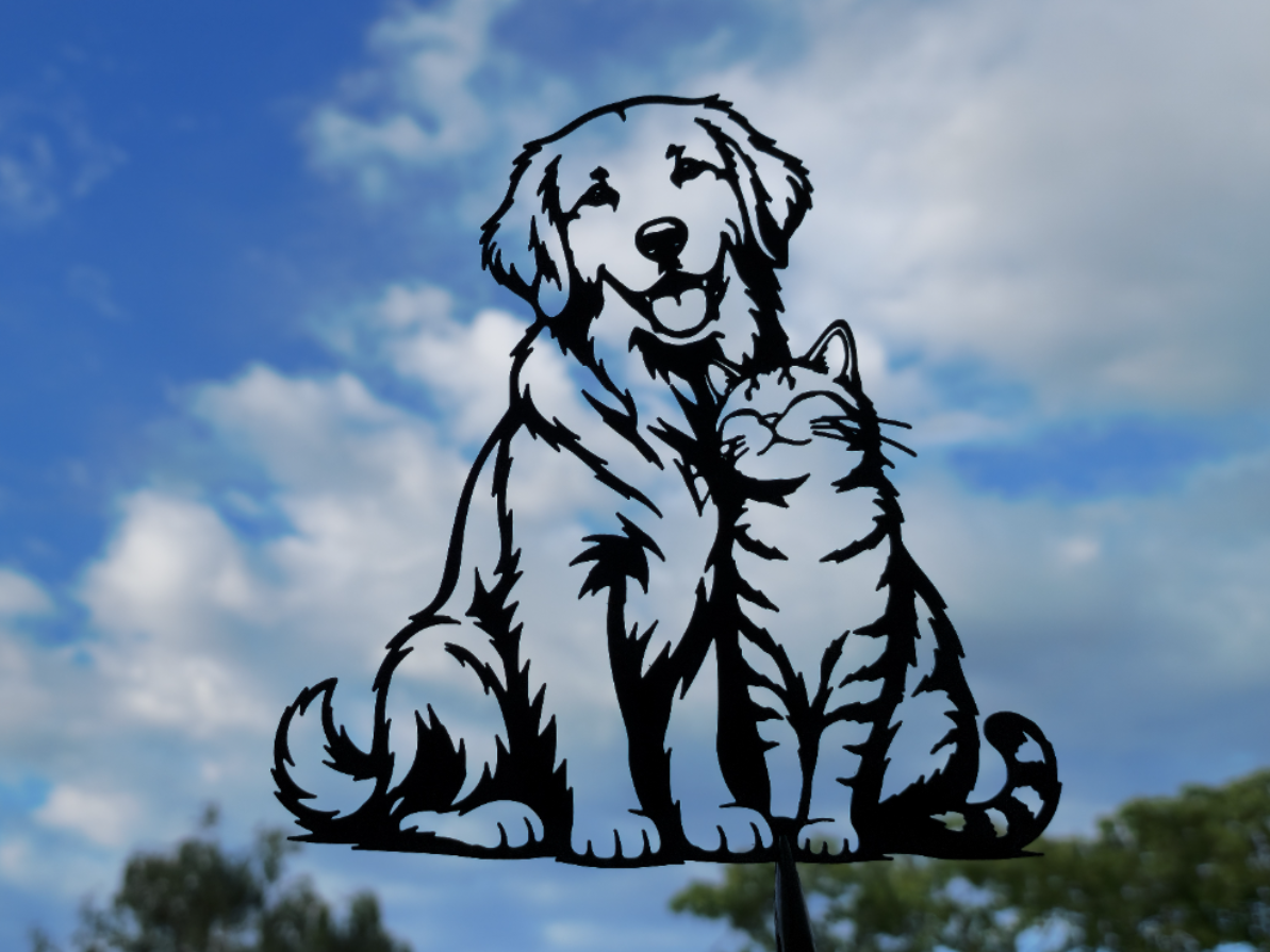 Hund und Katze Freundschaft Wandkunst Wandbild Wanddeko Wanddekoration