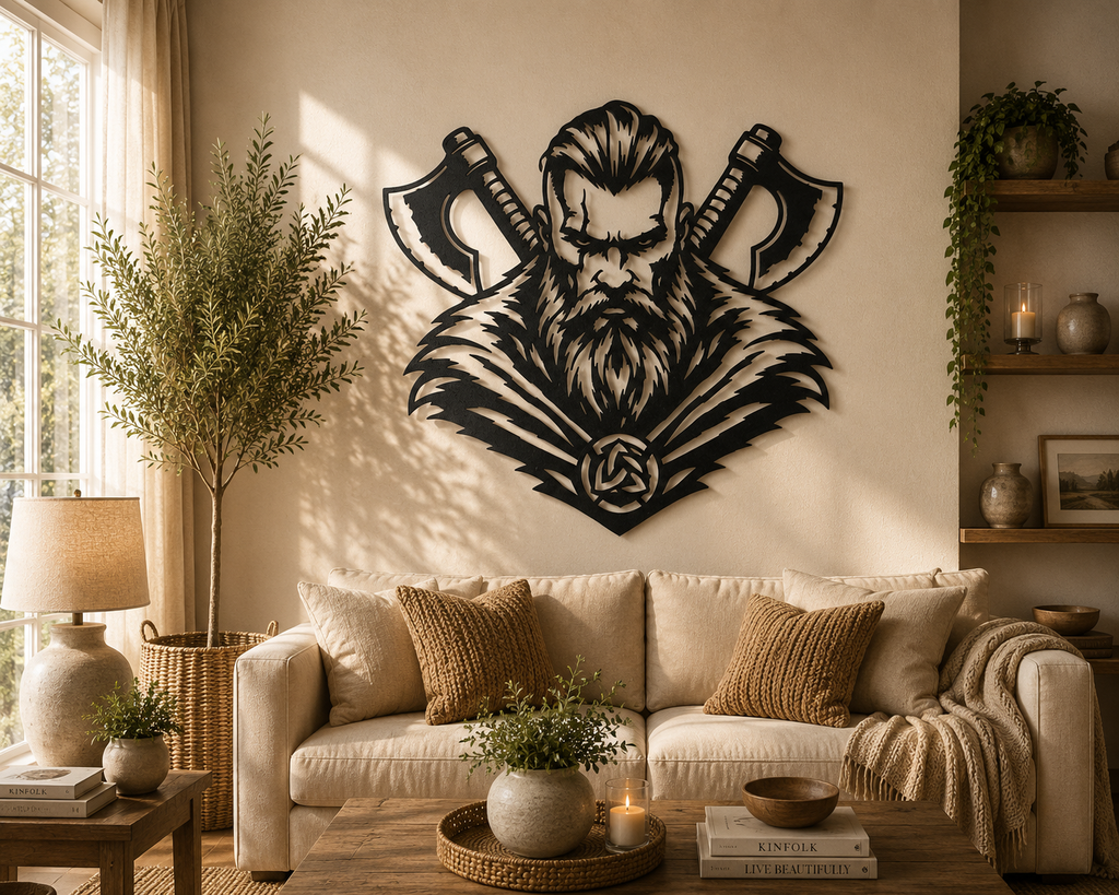Wikingerkrieger Wandkunst Wandbild Wanddeko Wanddekoration Wohnzimmer Deko