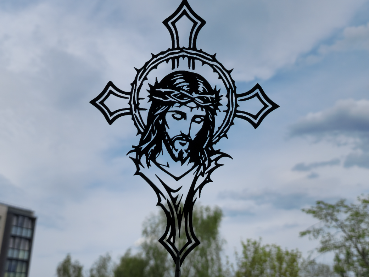 Jesus Gesicht Kreuz 2D Wandkunst Wandbild Wanddeko Wanddekoration Deko