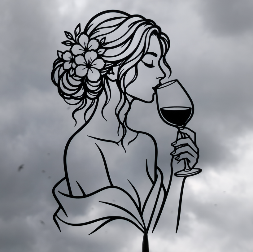 Elegante Frau mit Wein Wandkunst Wandbild Wanddeko Wanddekoration Deko