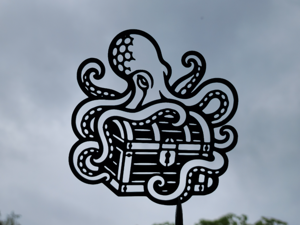 Oktopus Schatztruhe 2D Wandkunst Wandbild Wanddeko Wanddekoration Tiere