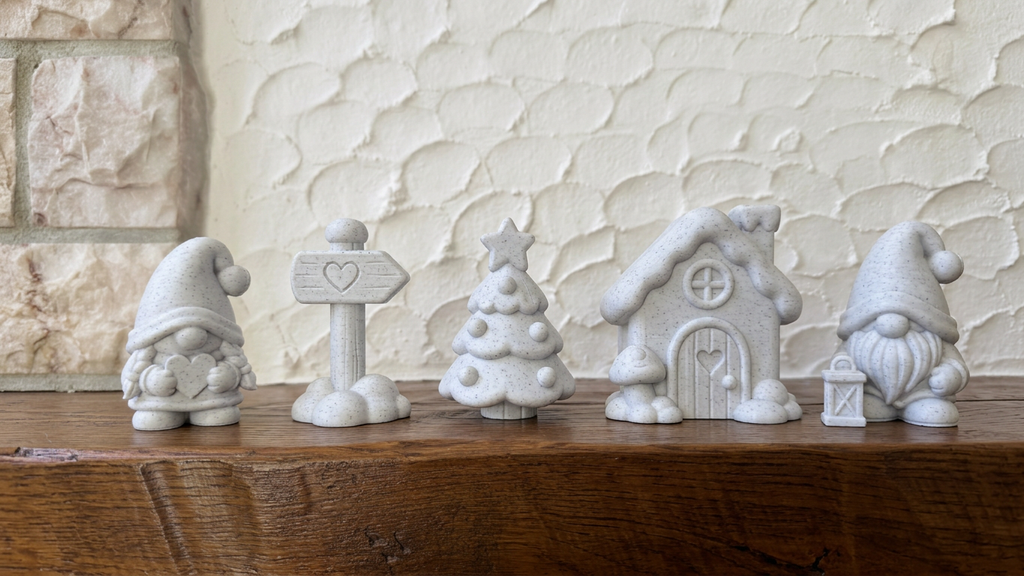 Weihnachtsdorf mit Wichteln Set 5-teilig