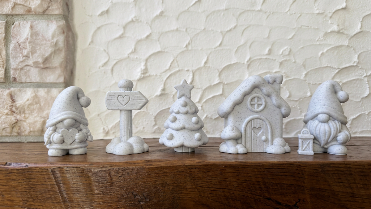 Weihnachtsdorf mit Wichteln Set 5-teilig