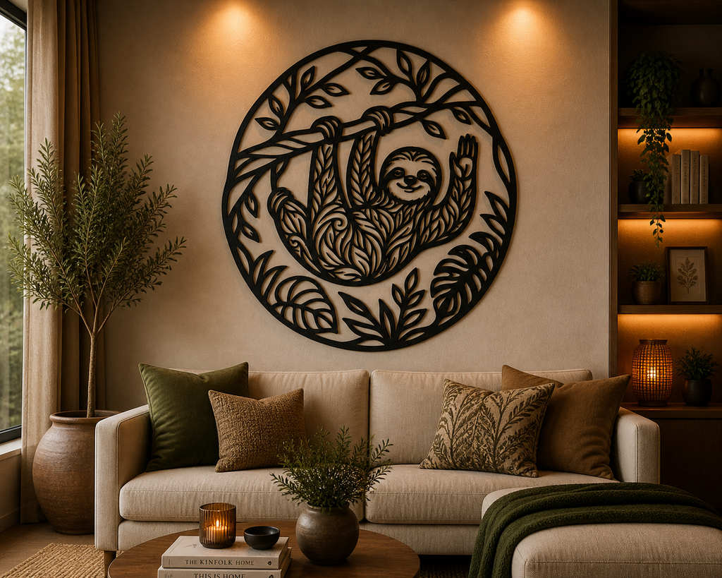 Niedliche Faultier-Dschungel 2D Wandkunst Wandbild Wanddeko Wanddekoration
