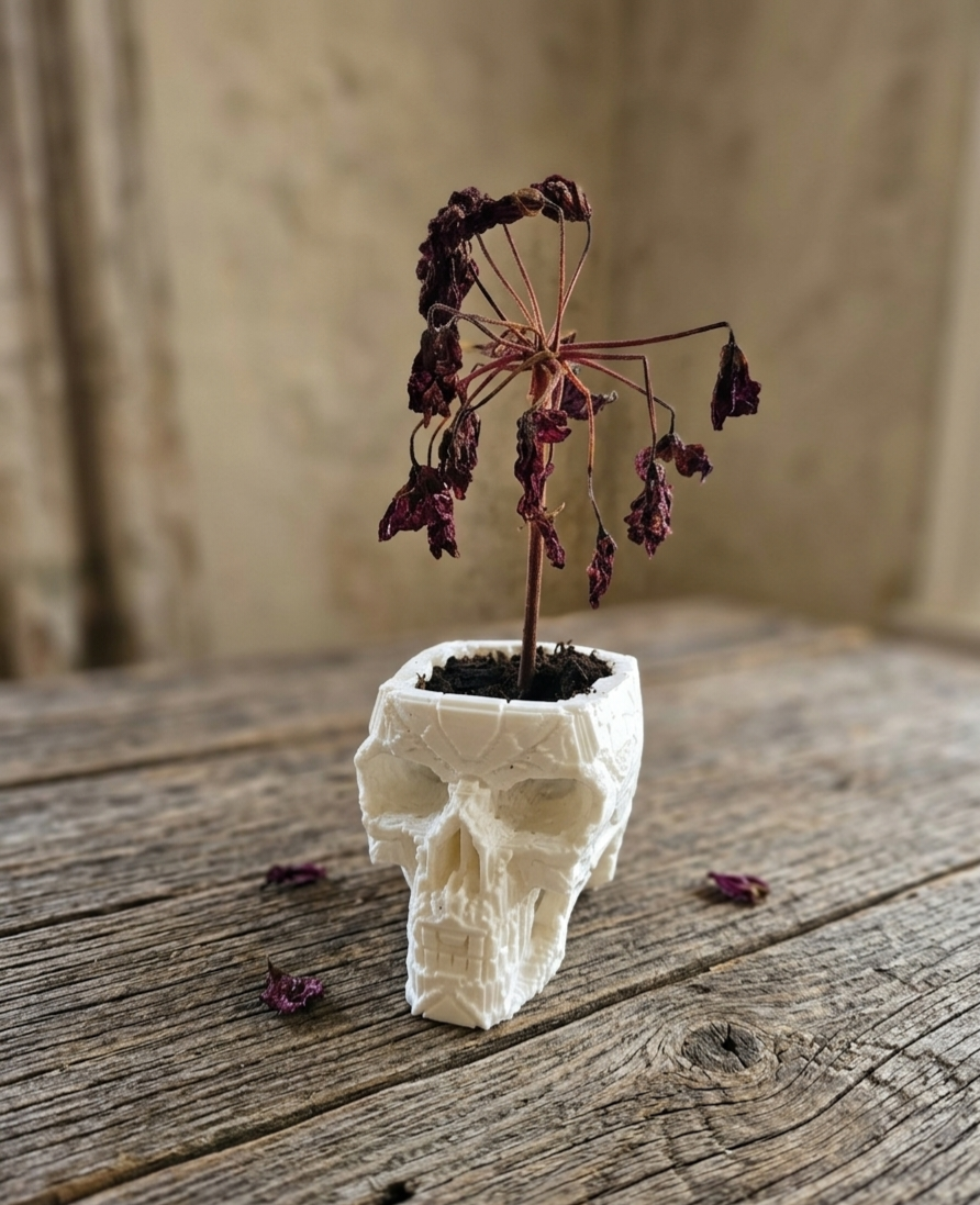 Voxel Totenkopf Pflanztopf