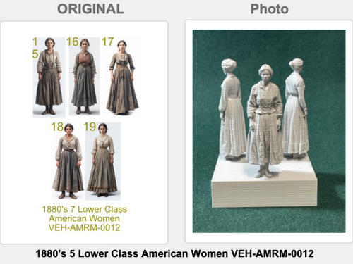 1880er 5 Amerikanische Frauen der Unterschicht Figur Deko Statue Miniatur