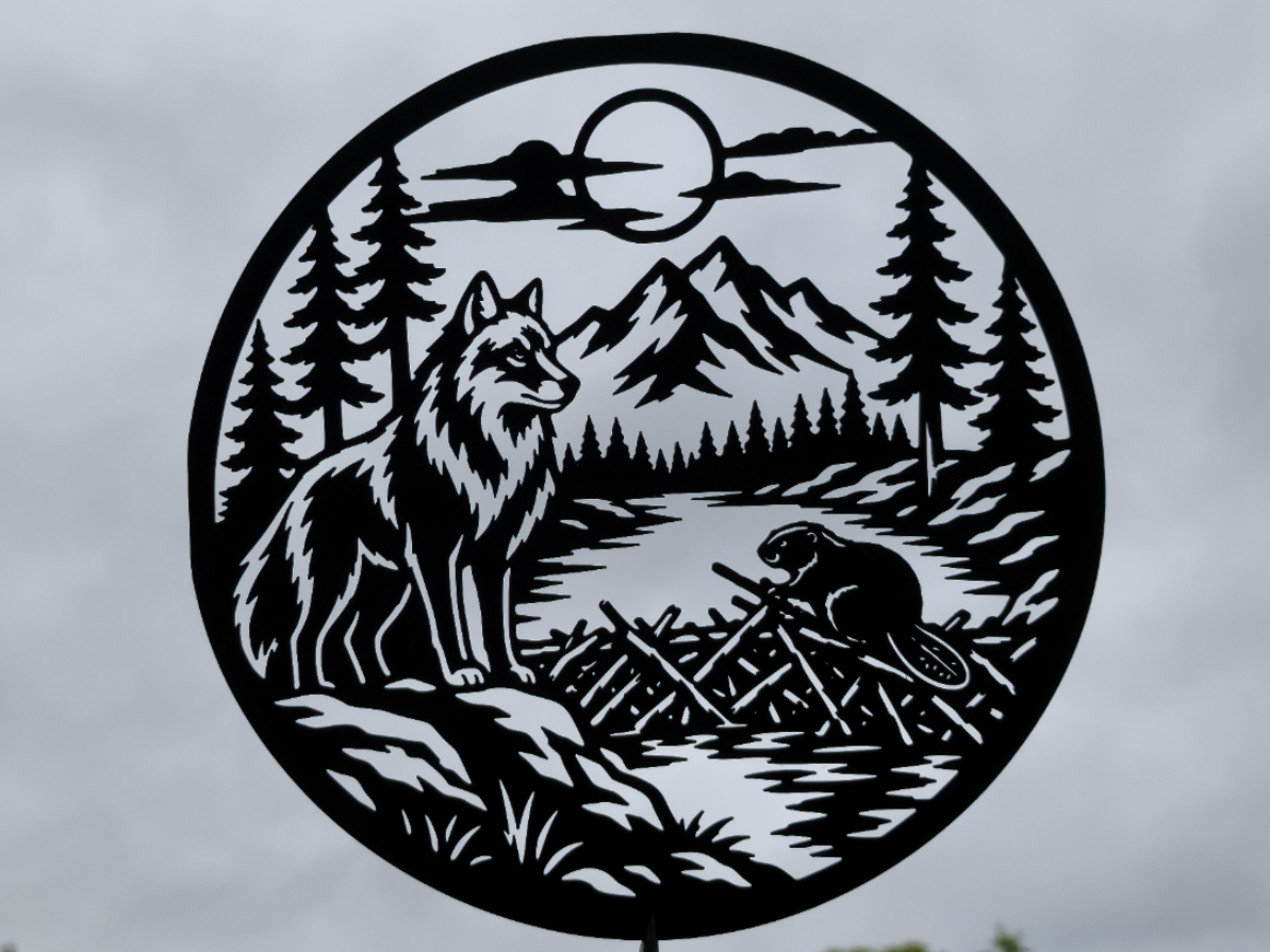 Wolf und Biber Wildnis Wandkunst Dekor Wandbild Wanddeko Wanddekoration