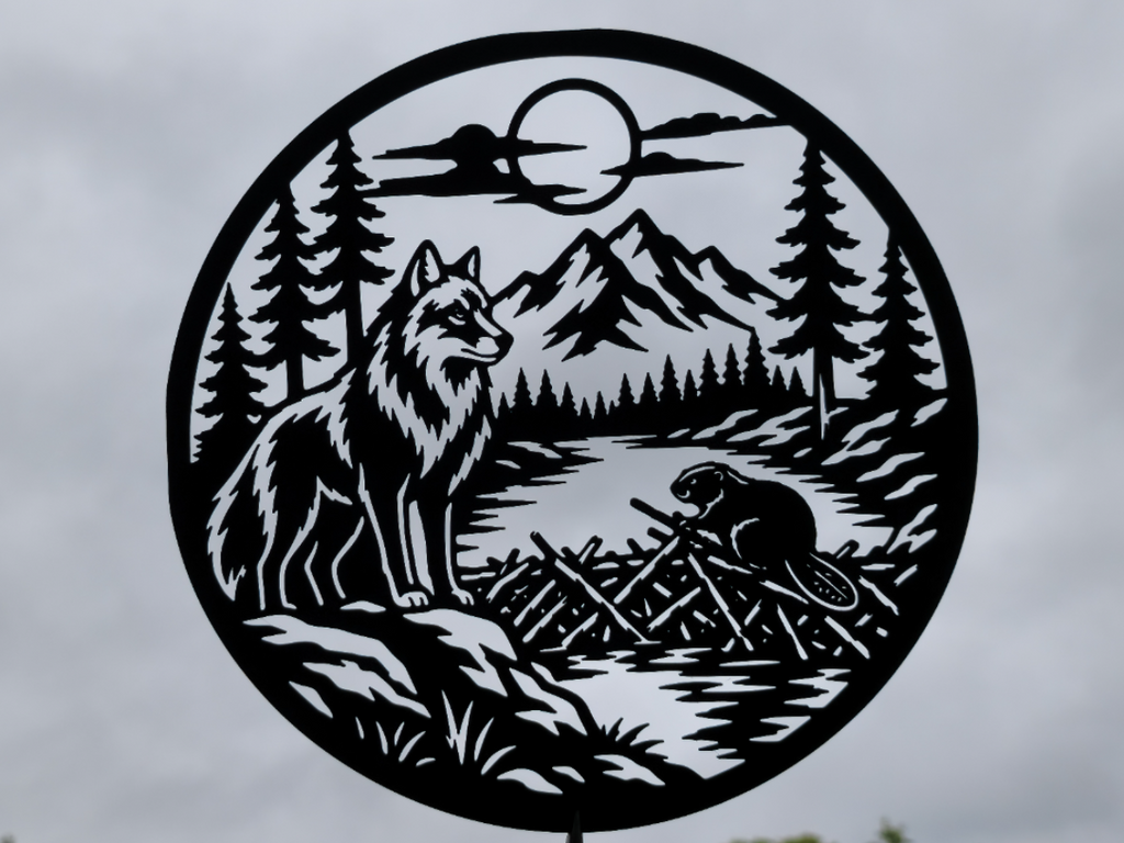 Wolf und Biber Wildnis Wandkunst Dekor Wandbild Wanddeko Wanddekoration