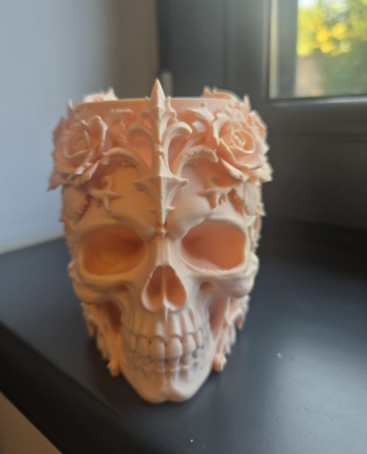 Gotischer Rosen-Totenkopf LED Kerzenhalter Teelichthalter Deko Halloween