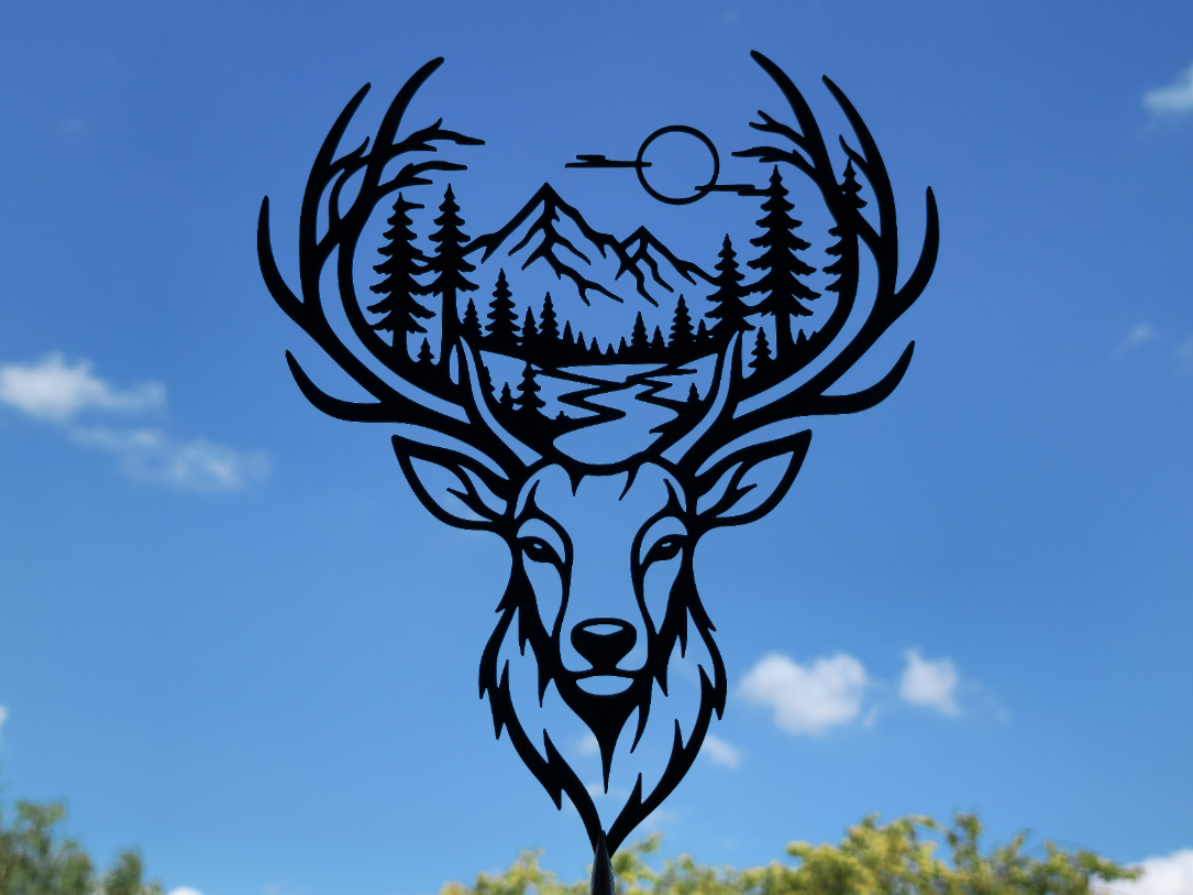 Majestätische Hirsch-Berg-Wandkunst Wandbild Wanddeko Wanddekoration Tiere