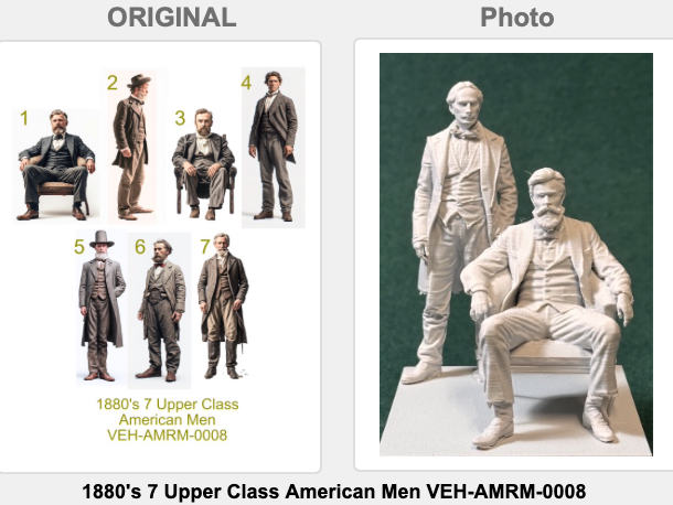 1880er Jahre 7 Amerikanische Herren der Oberschicht Figur Deko Statue