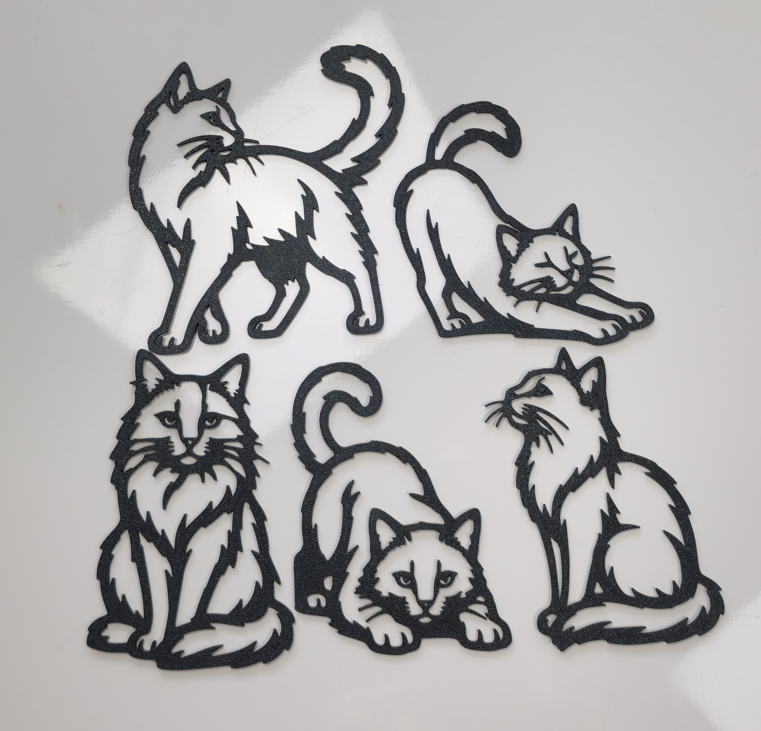 5 süße Katzenposen Wandkunst-Set Wandbild Wanddeko Wanddekoration Tiere