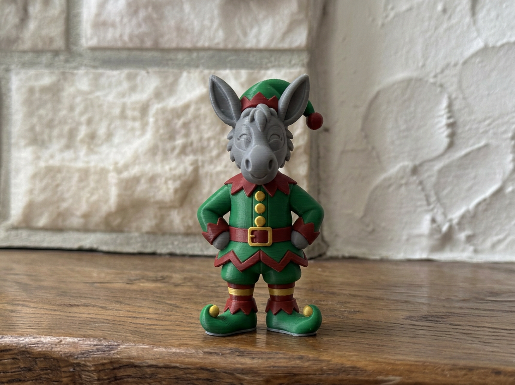 Weihnachtsfigur Esel als Weihnachtself