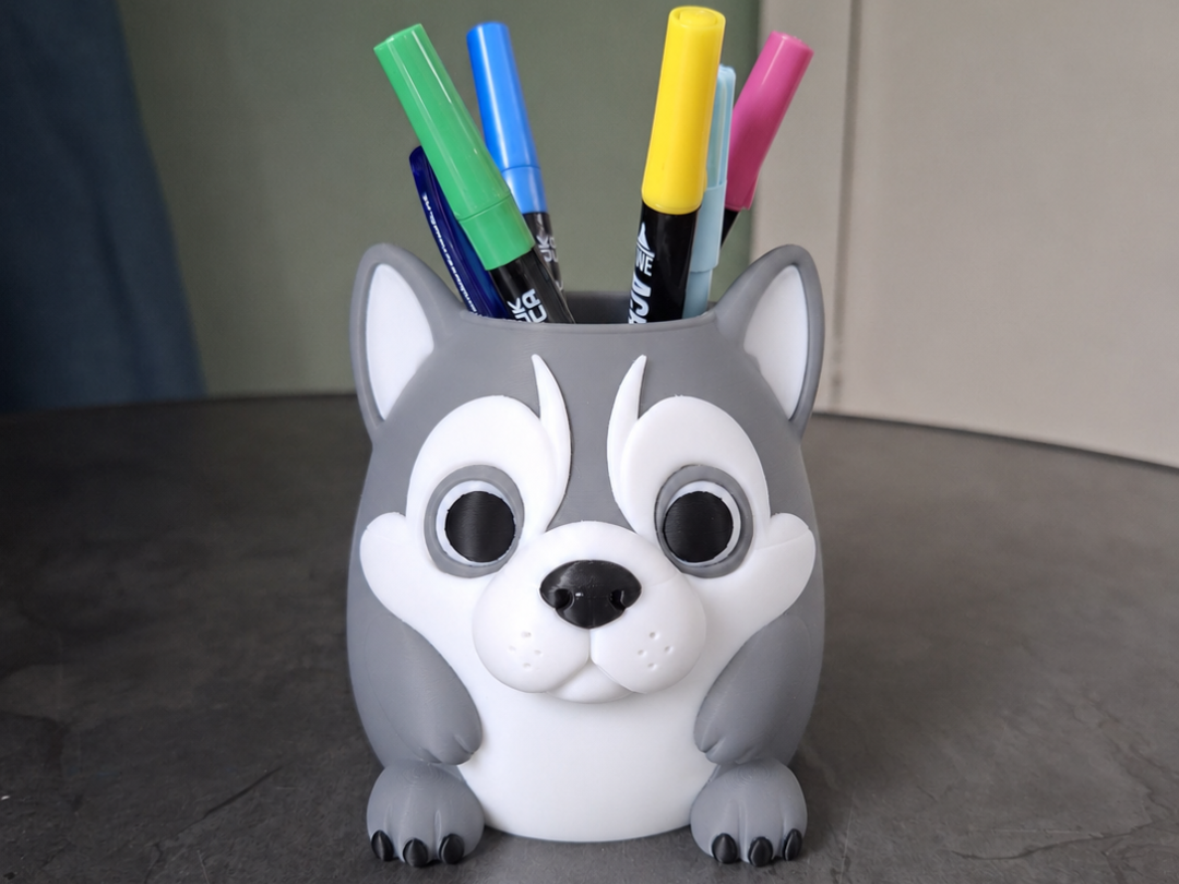 Niedlicher Husky Stiftehalter Figur Deko Statue Weihnachten Weihnachtsdeko