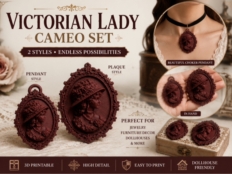 Viktorianisches Damen-Kamee-Set Anhänger & Plan-Set ohne Kette Schmuck