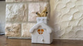 Lichthaus Golden Retriever steckt im Kamin