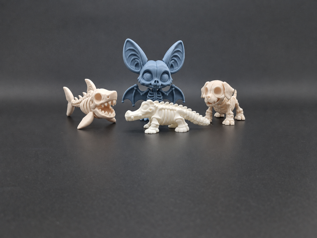 Chibi Skelett Tiere Halloween Set von 4 Figur Deko