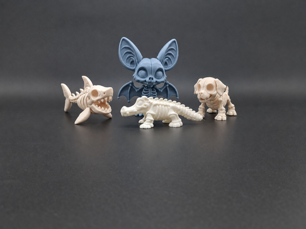 Chibi Skelett Tiere Halloween Set von 4 Figur Deko