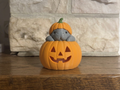 Teelichthalter Kürbis mit Seekuh Halloween Deko