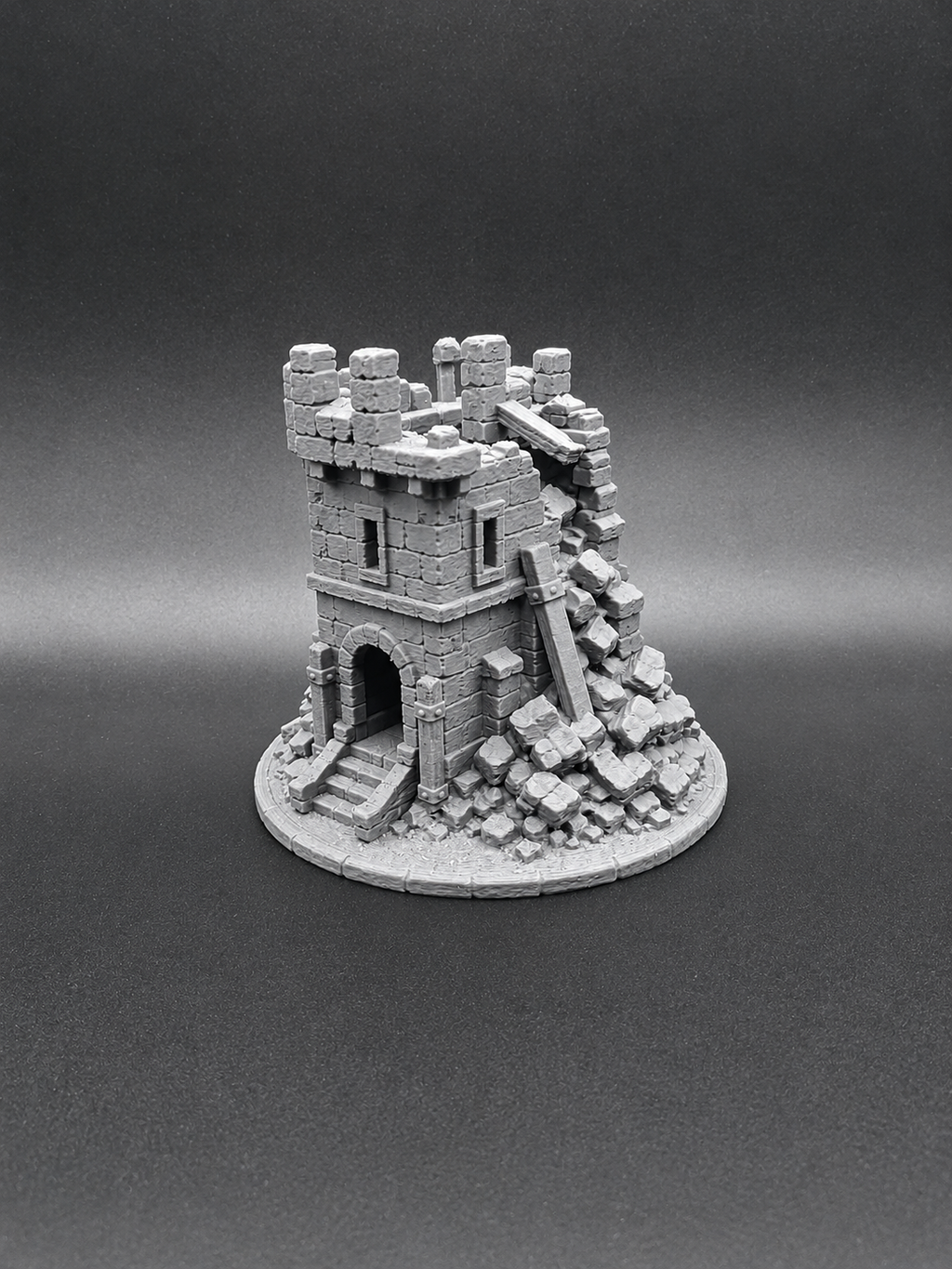 Verfallener Mittelalterlicher Steinschlossturm RPG Miniatur