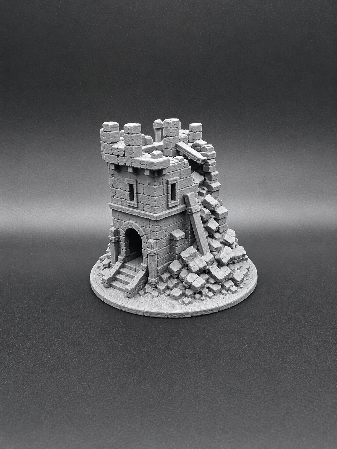 Verfallener Mittelalterlicher Steinschlossturm RPG Miniatur