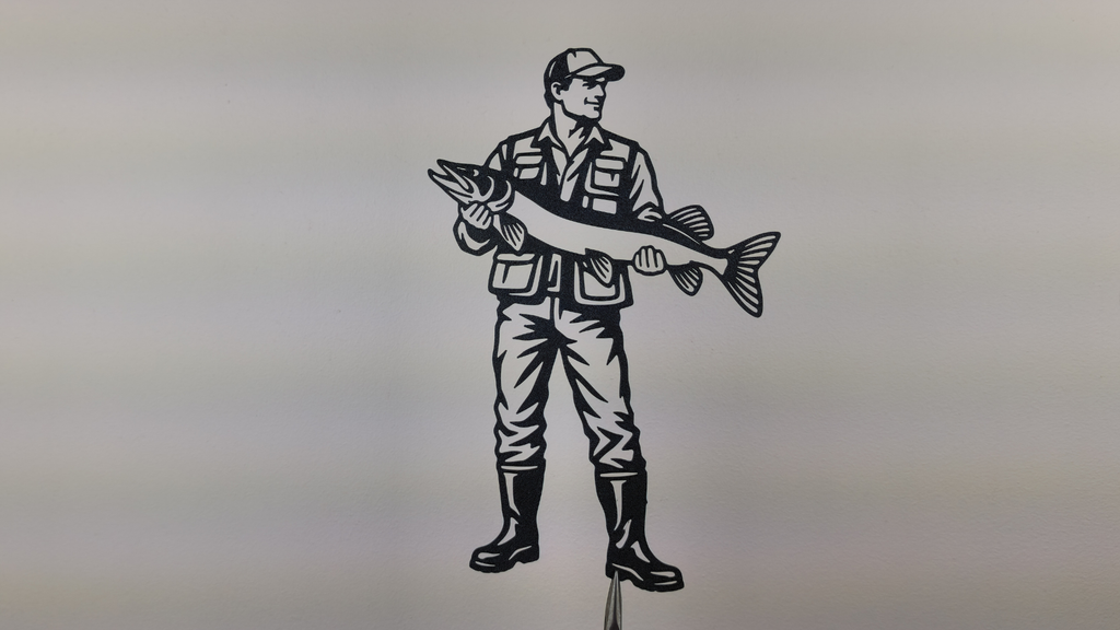 Wandkunst-Dekor Fischer mit Hecht Wandbild Wanddeko Wanddekoration Tiere