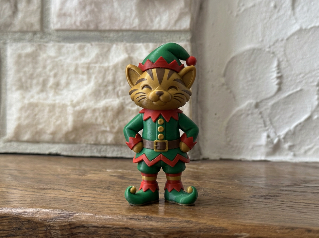 Weihnachtsfigur Katze als Weihnachtself