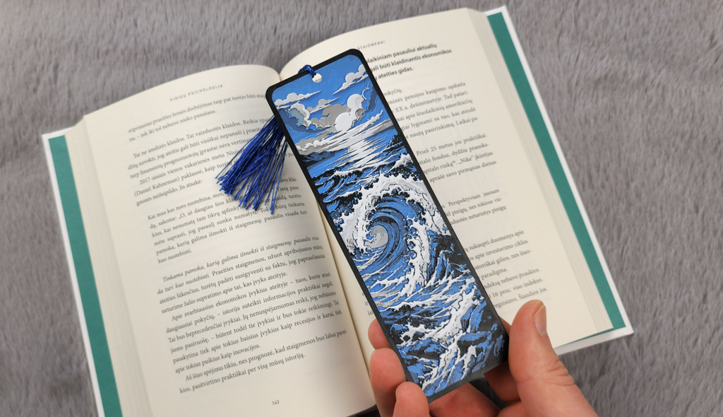 Lesezeichen Mondschein-Meereswelle Buch Leseratte Geschenk Bücherwurm