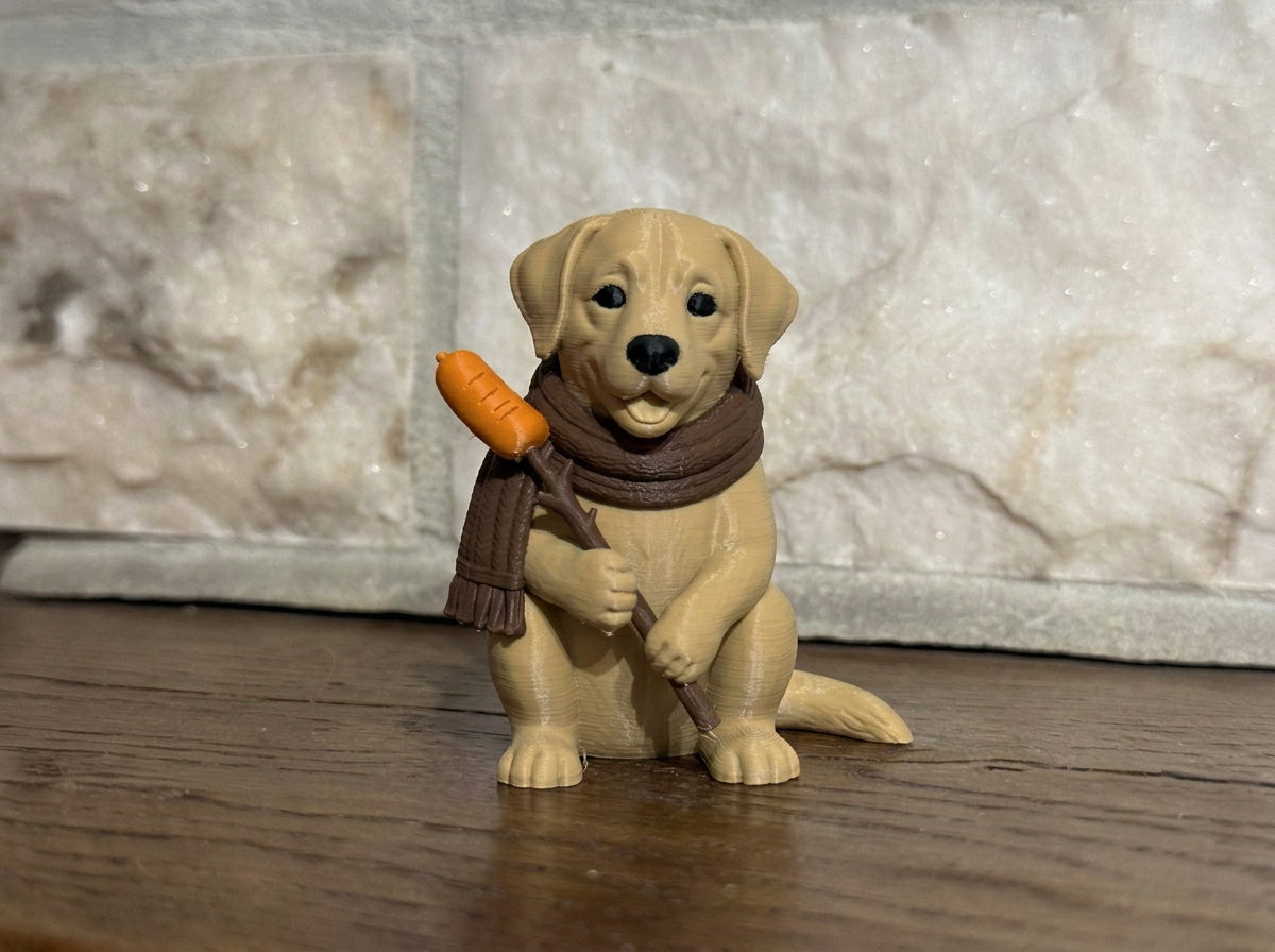 Figur Labrador am Lagerfeuer Deko