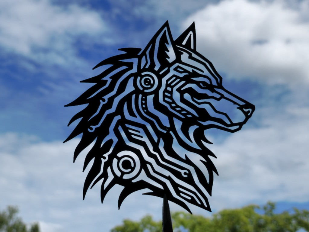Cyber-Wolfkopf Wandkunst-Deko Wandbild Wanddeko Wanddekoration Tierfigur
