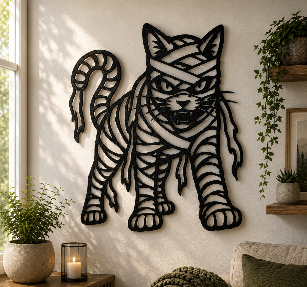 Mumienkatzen-Wandkunst Wandbild Wanddeko Wanddekoration Halloween Deko