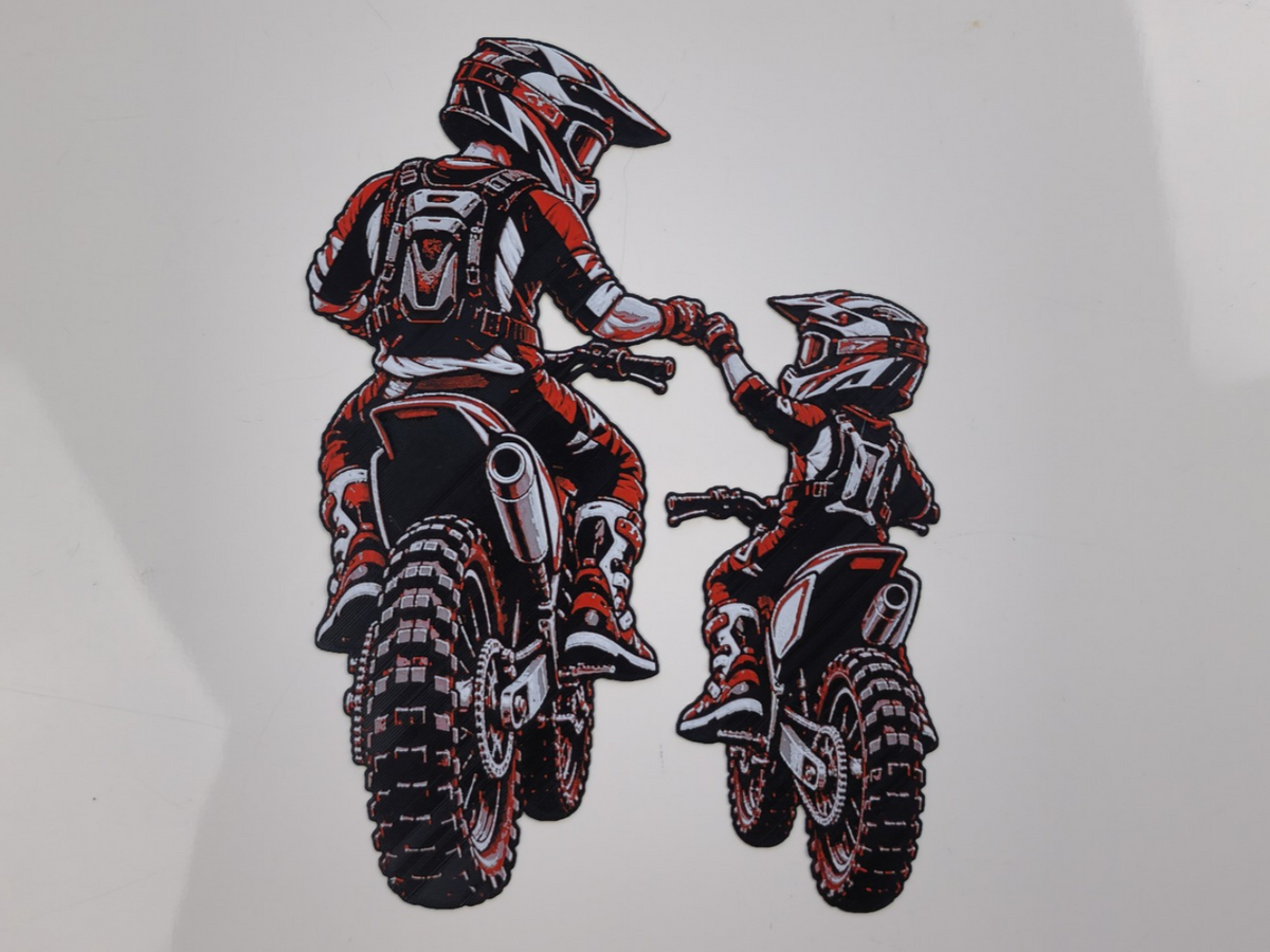 Vater und Sohn Motocross Wandkunst Wandbild Wanddeko Wanddekoration Deko