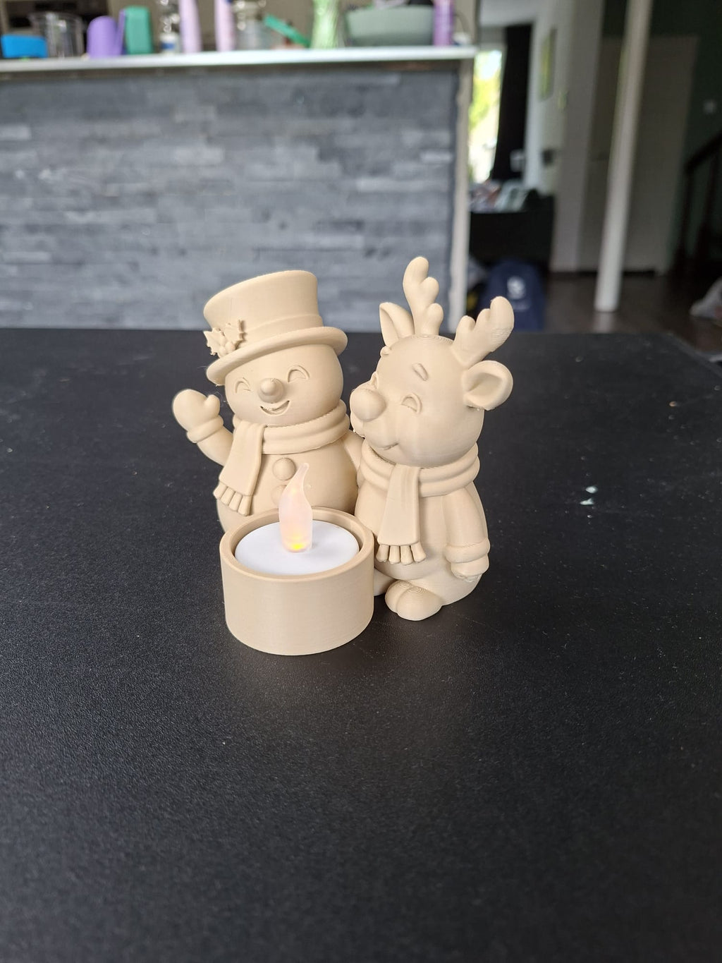 Schneemann & Rentier-Weihnachts-Teelichthalter Kerzenhalter Deko Advent
