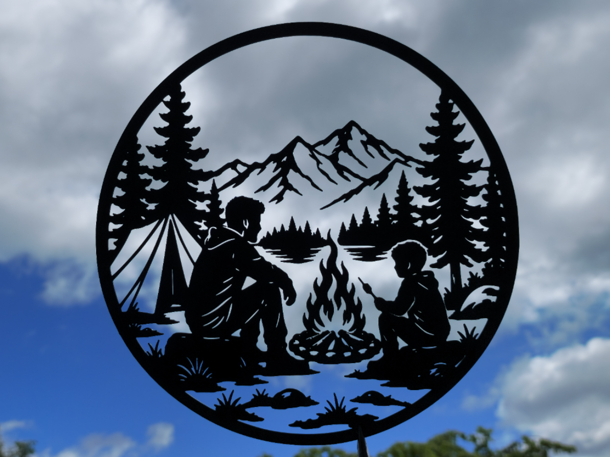 Camping Familie Berg Wandkunst Wandbild Wanddeko Wanddekoration Wohnzimmer