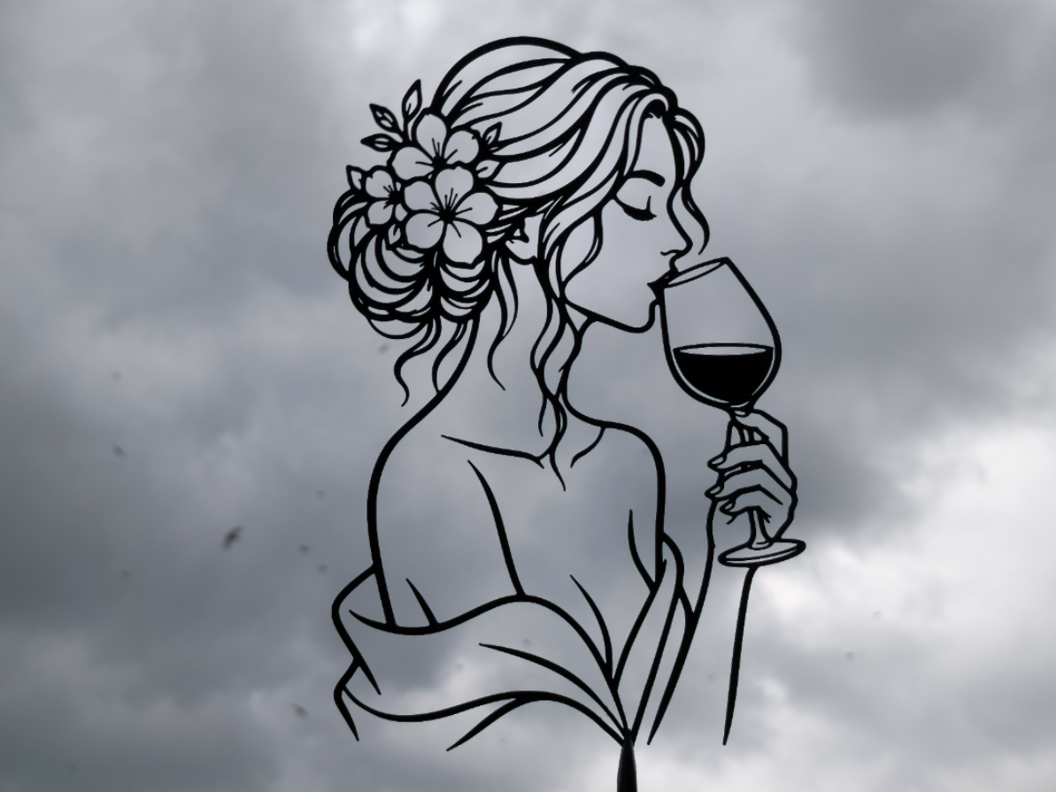 Elegante Frau mit Wein Wandkunst Wandbild Wanddeko Wanddekoration Deko