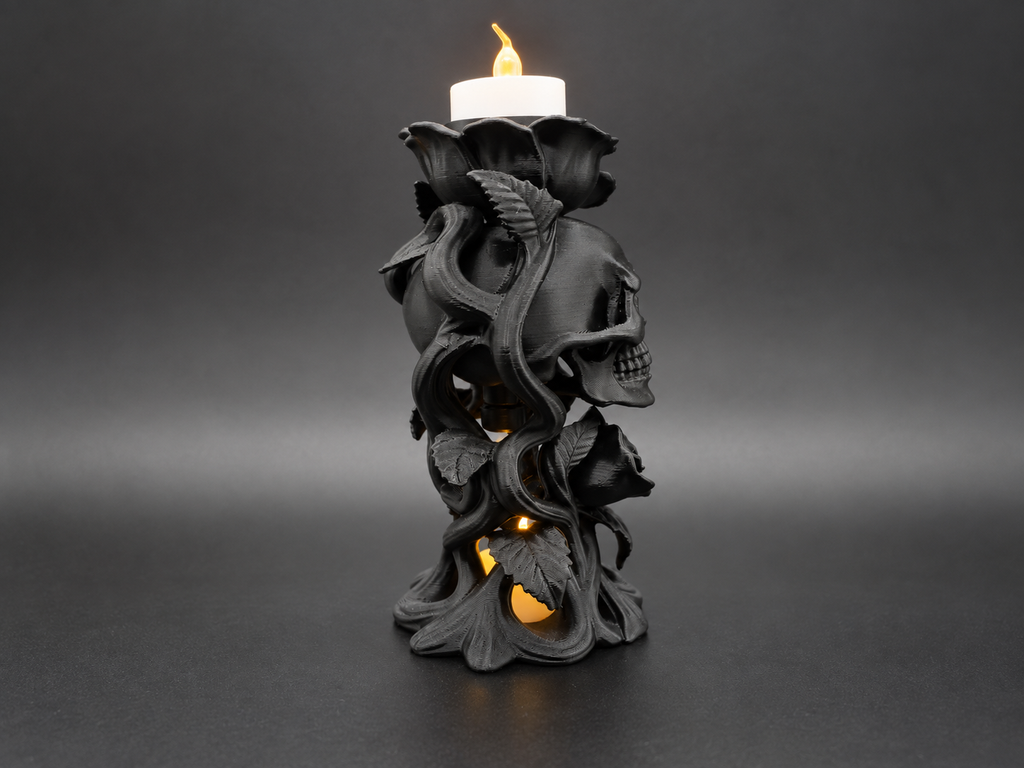 Dornen der Toten Totenkopf und Rosen-Teelicht