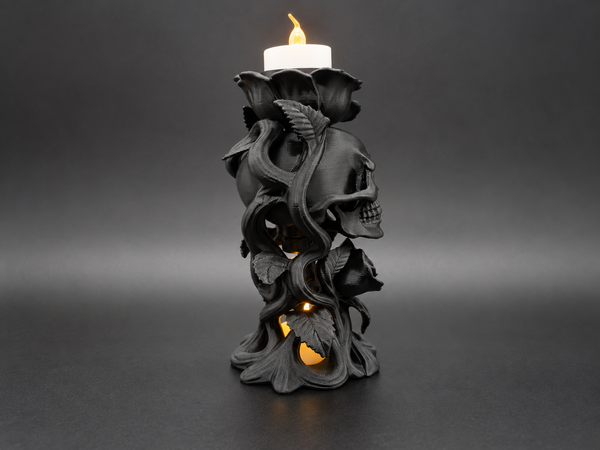 Dornen der Toten Totenkopf und Rosen-Teelicht