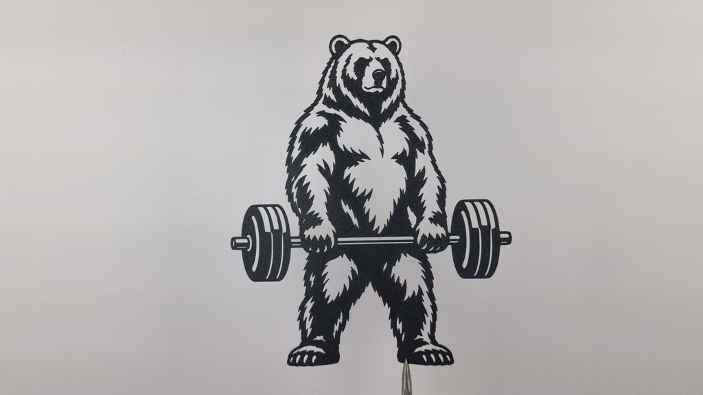 Gewichtheber-Bär Wandkunst Deko Wandbild Wanddeko Wanddekoration Tierfigur