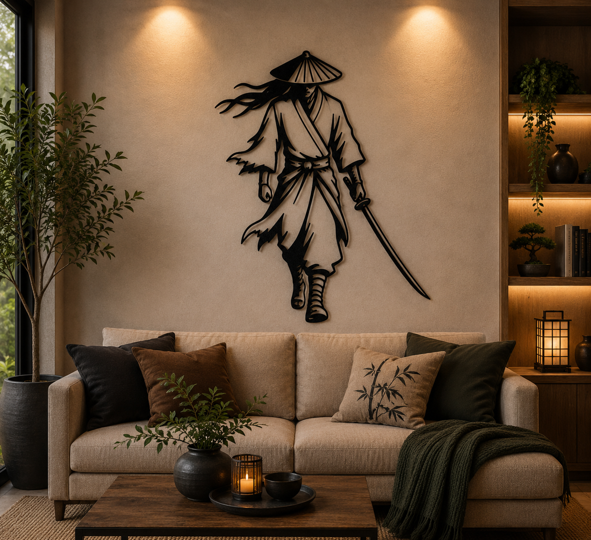 Samurai Krieger 2D Wandkunst Wandbild Wanddeko Wanddekoration Wohnzimmer