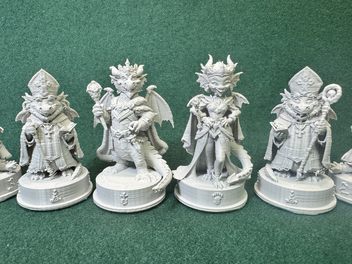KOMISCHES Drachen-Schachset Serie 3 Schachspiel Sammlerstück Fantasy Deko