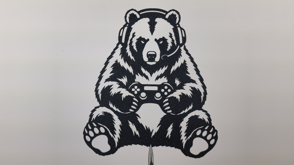 Gamer Bär Gaming Wandkunst Deko Wandbild Wanddeko Wanddekoration Tierfigur