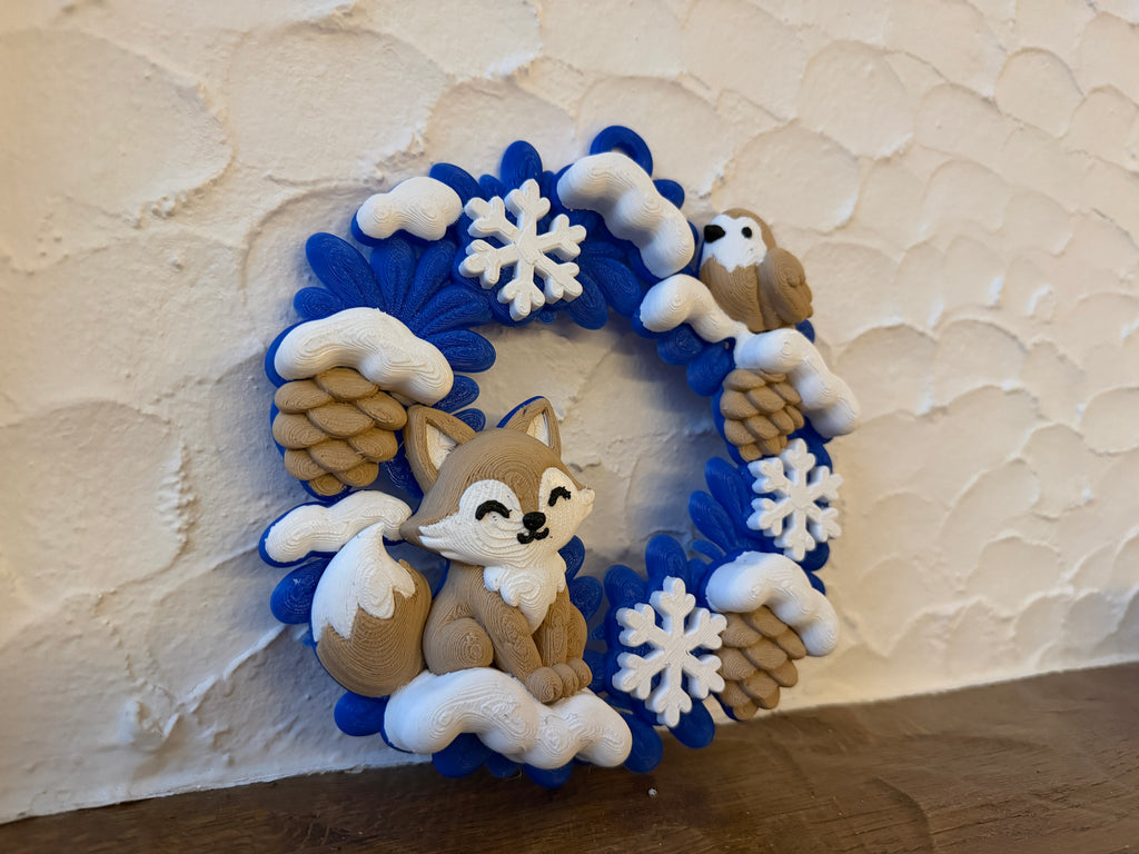 Winterkranz mit Fuchs und Schneeflocken Deko