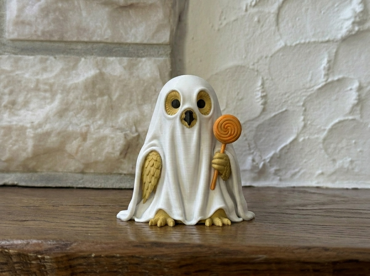 Halloween Figur Eule als Gespenst Deko
