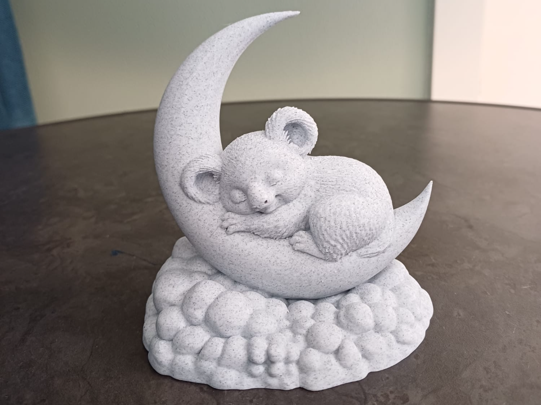 Schlafender Koala auf Halbmond Figur Deko Statue Fantasy Mittelalter Tiere