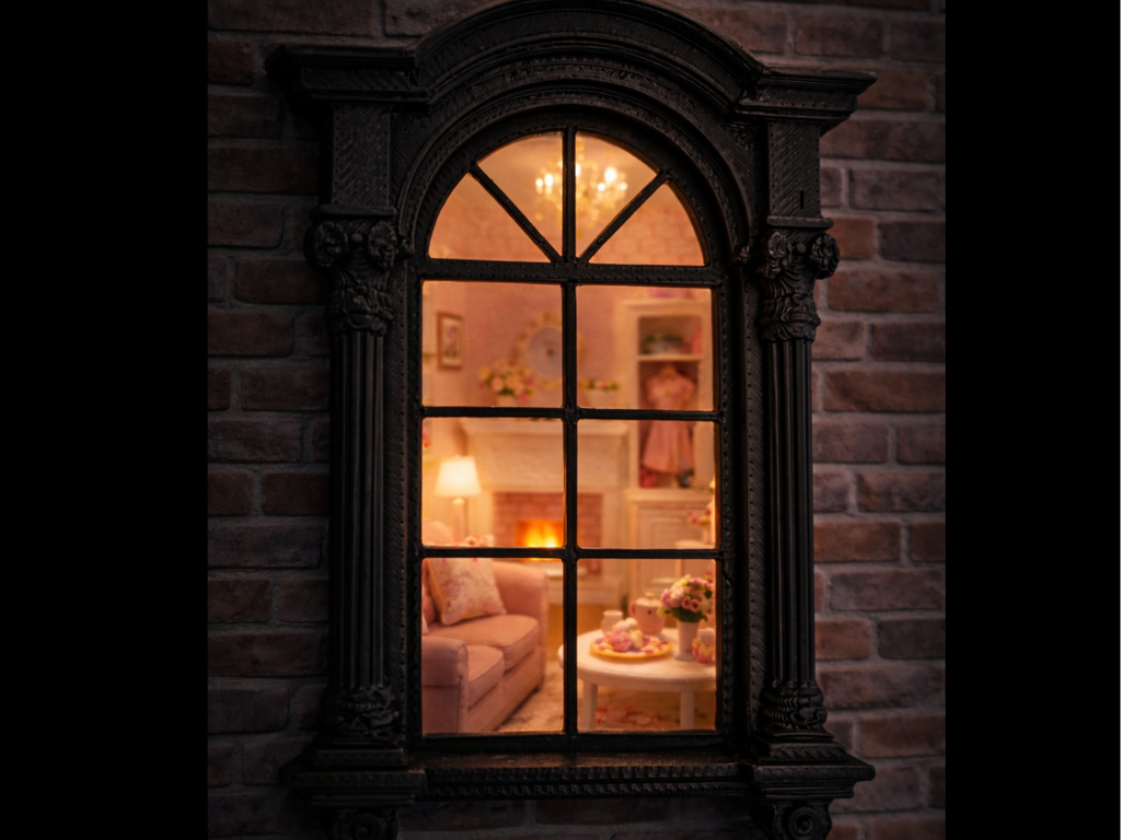 Viktorianisches Puppenhausfenster Nachtleucht-Edition Miniatur 1:12 Möbel