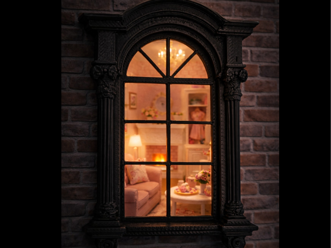 Viktorianisches Puppenhausfenster Nachtleucht-Edition Miniatur 1:12 Möbel